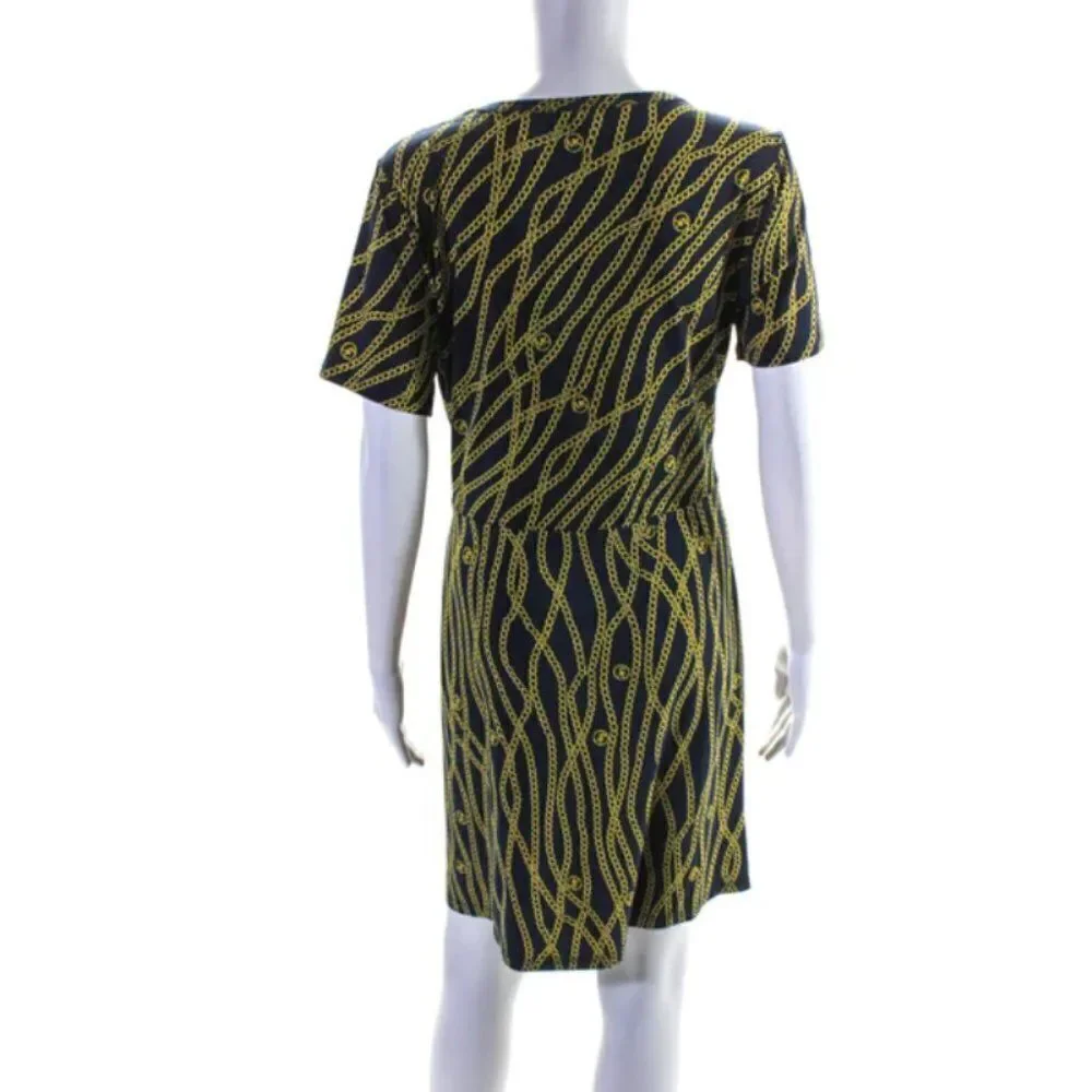Michael Michael Kors Womens Graphic Chain Print Blouson Tee Dress Size Medium